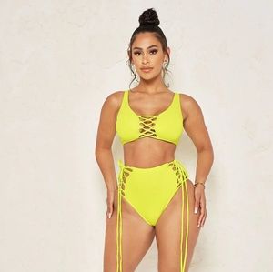 Plus size Neon bikini with ties